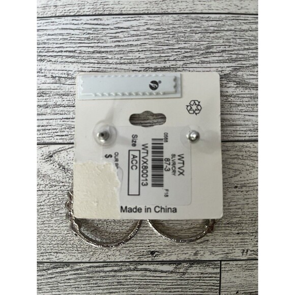 Carol for Eva Graham Silver Tone Rhinestone Hoop Earrings - Picture 4 of 4